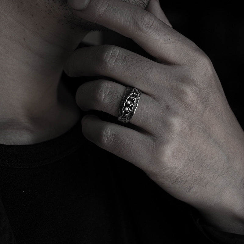 Wholesale Five-headed abalone skull ring